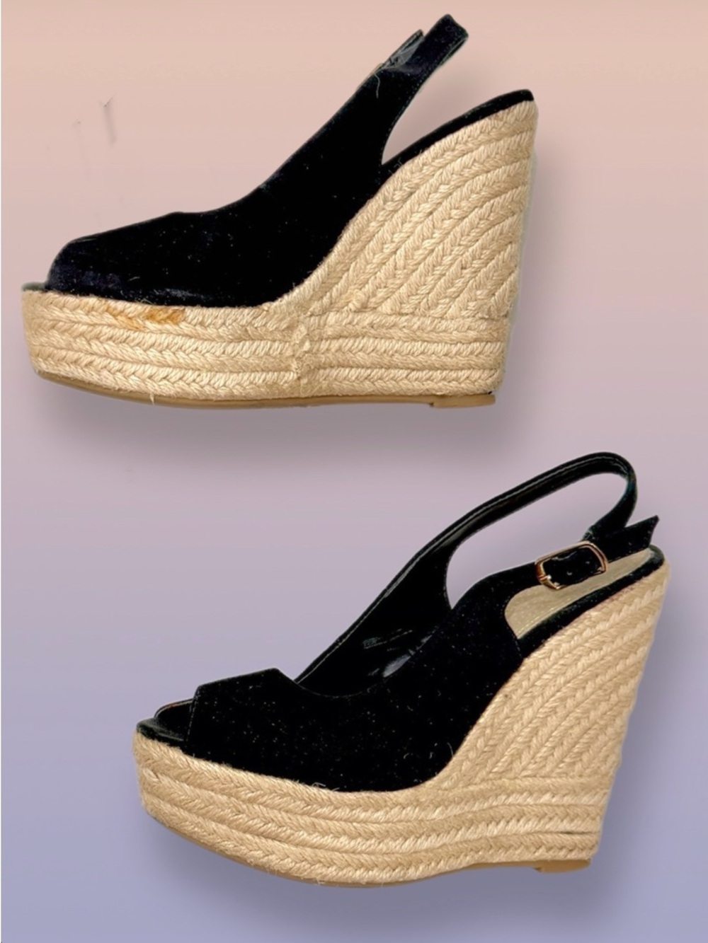 Tan Suede Leather Platform Sandals Heels High Sz 7 Platforms Wedge Espadrille